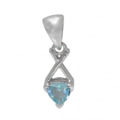 Triangular Blue Topaz Pendant, Sterling Silver